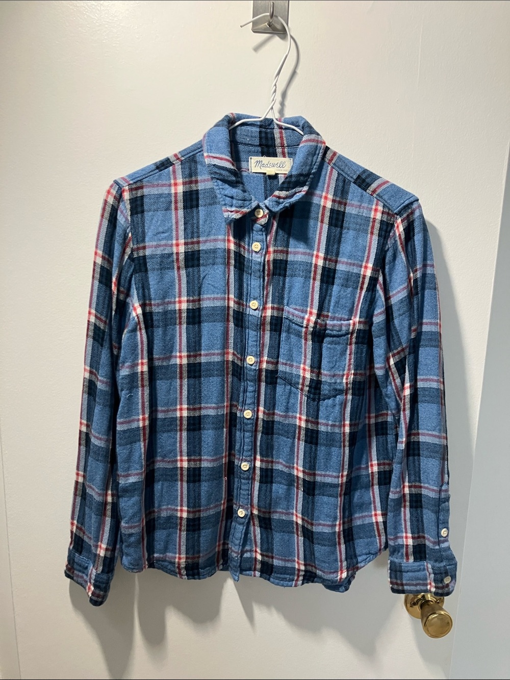 Madewell Blue Red Plaid Button-Down Shirt